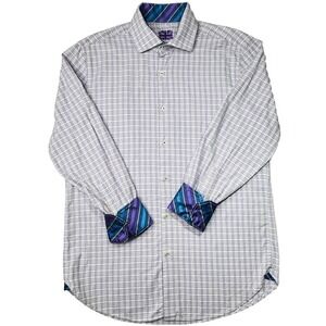 Michelsons‎ London Mens Plaid Long Sleeve Button Down Shirt - Size M